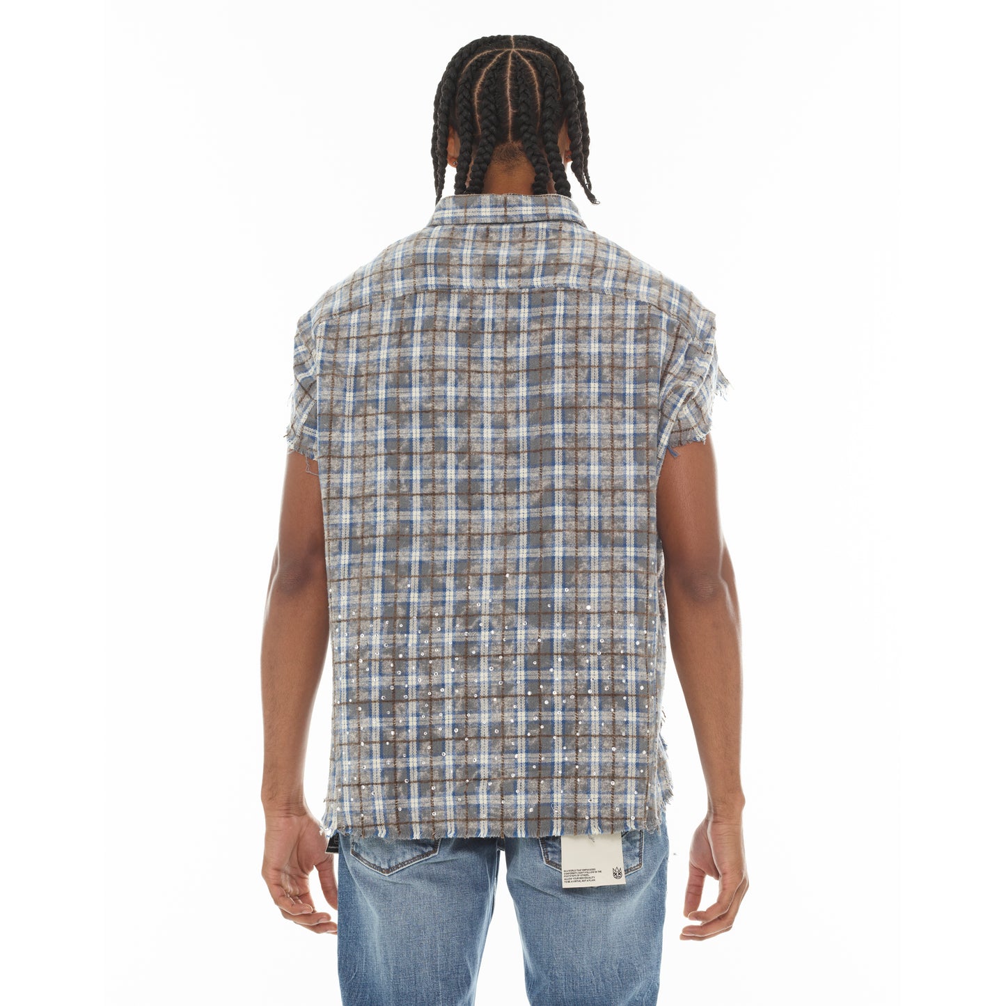 Cult's Sleeveless Woven Shirt in Sky Blue
