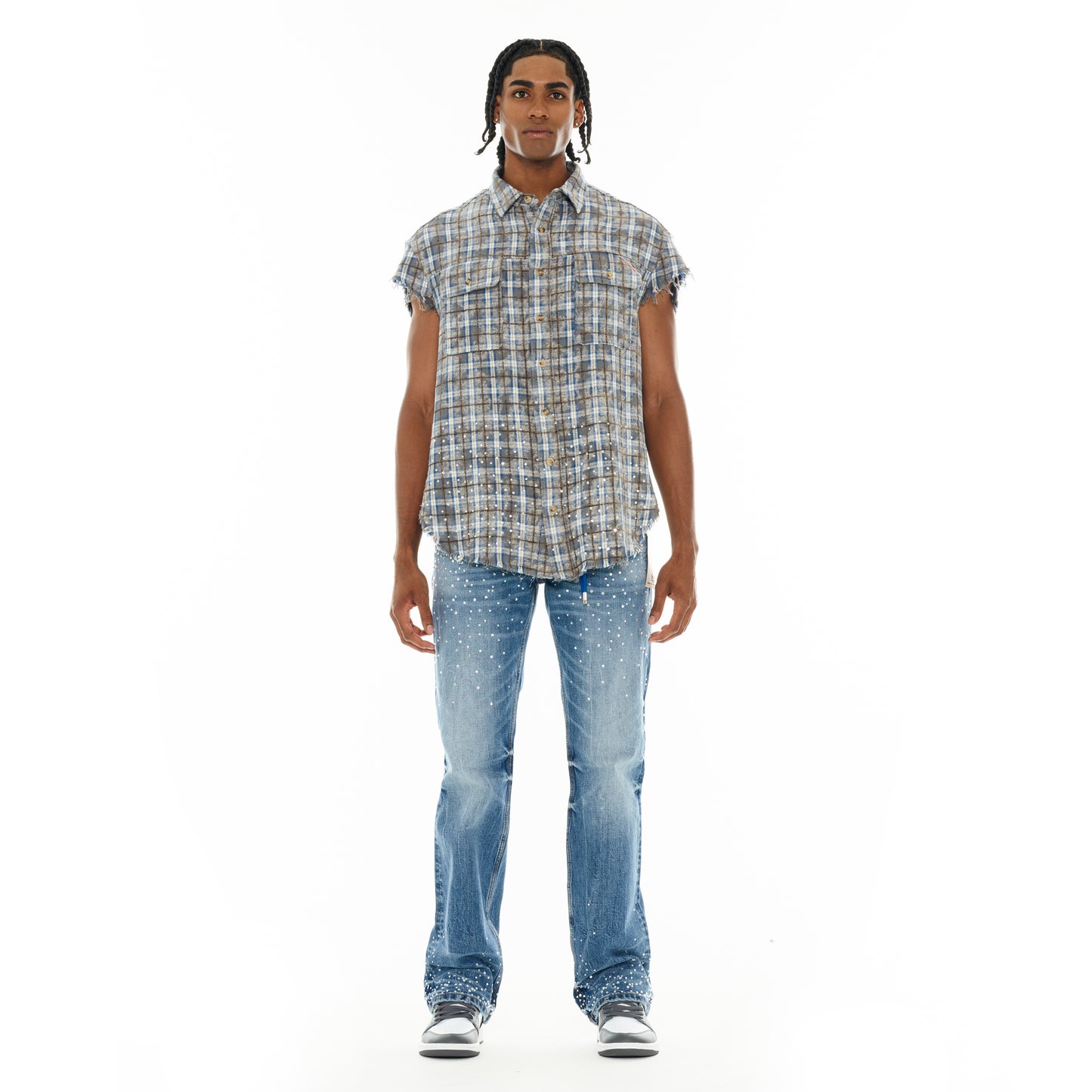 Cult's Sleeveless Woven Shirt in Sky Blue