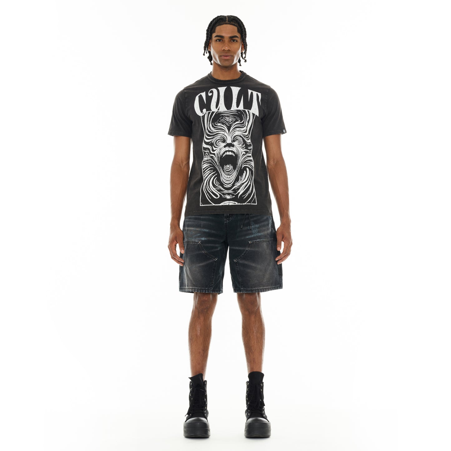 Cult's Grunge Carpenter Shorts in Black Canvas