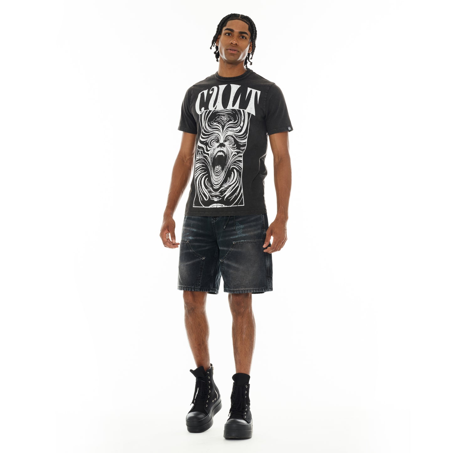 Cult's Grunge Carpenter Shorts in Black Canvas