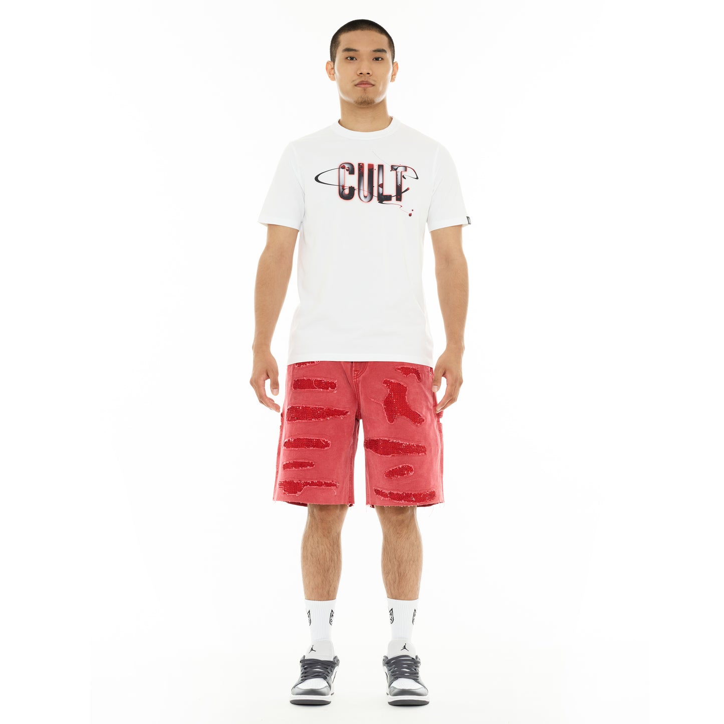 Cult's Grunge Carpenter Shorts in Red Canvas