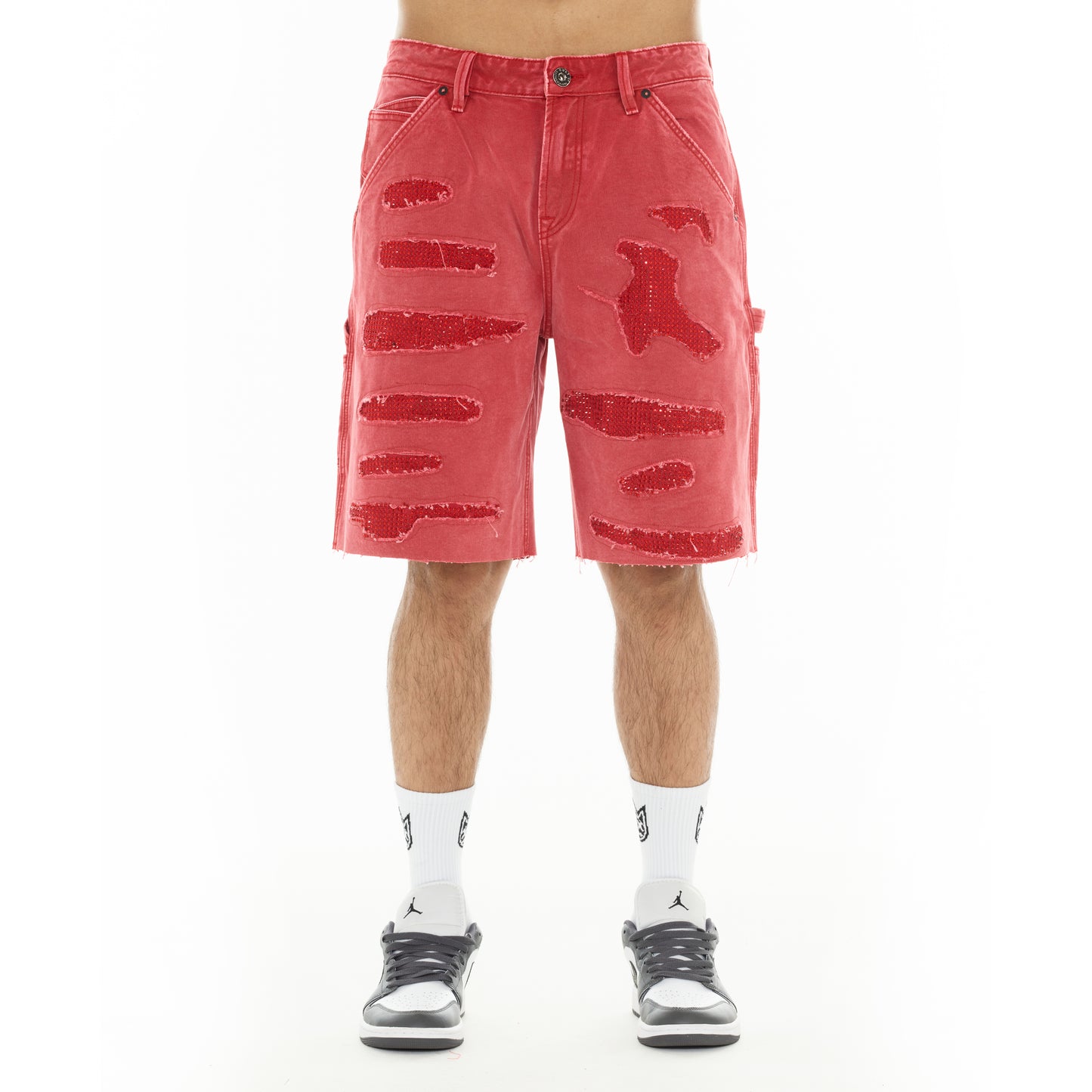 Cult's Grunge Carpenter Shorts in Red Canvas