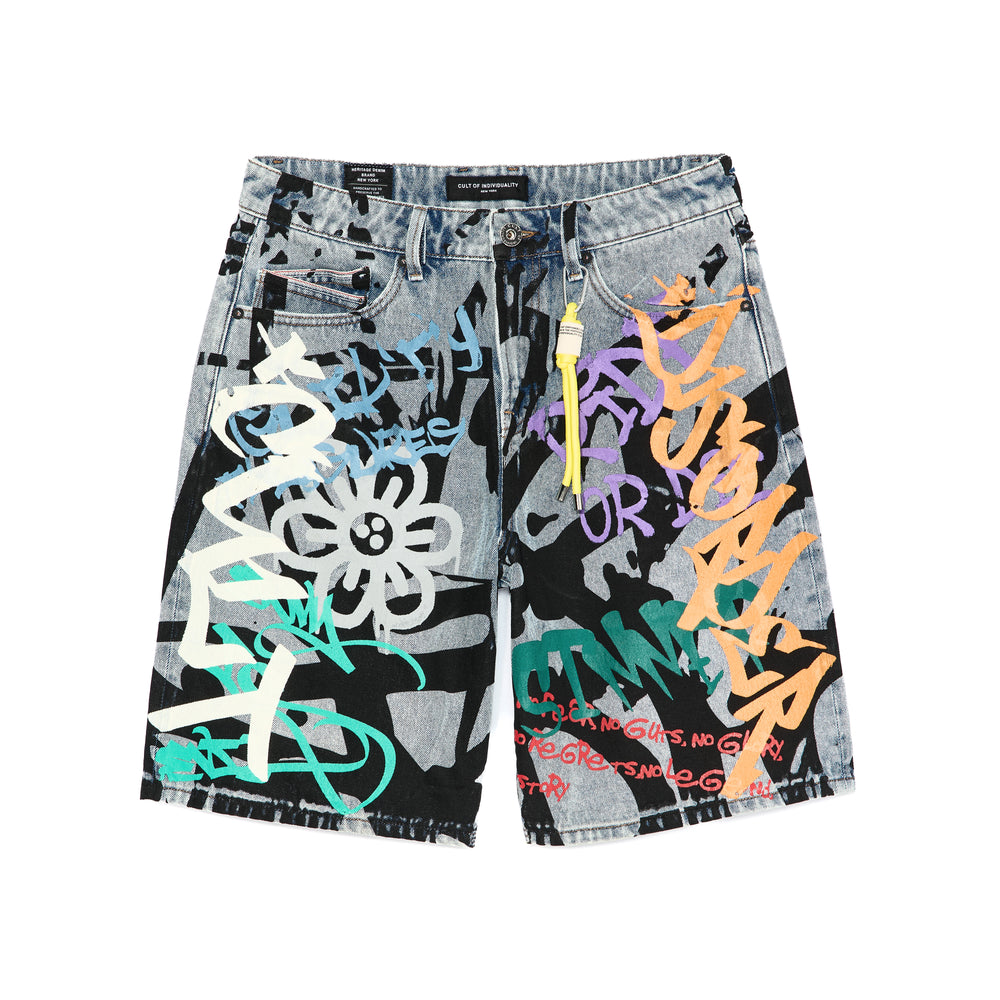 Cult's Grunge Shorts in Graffiti