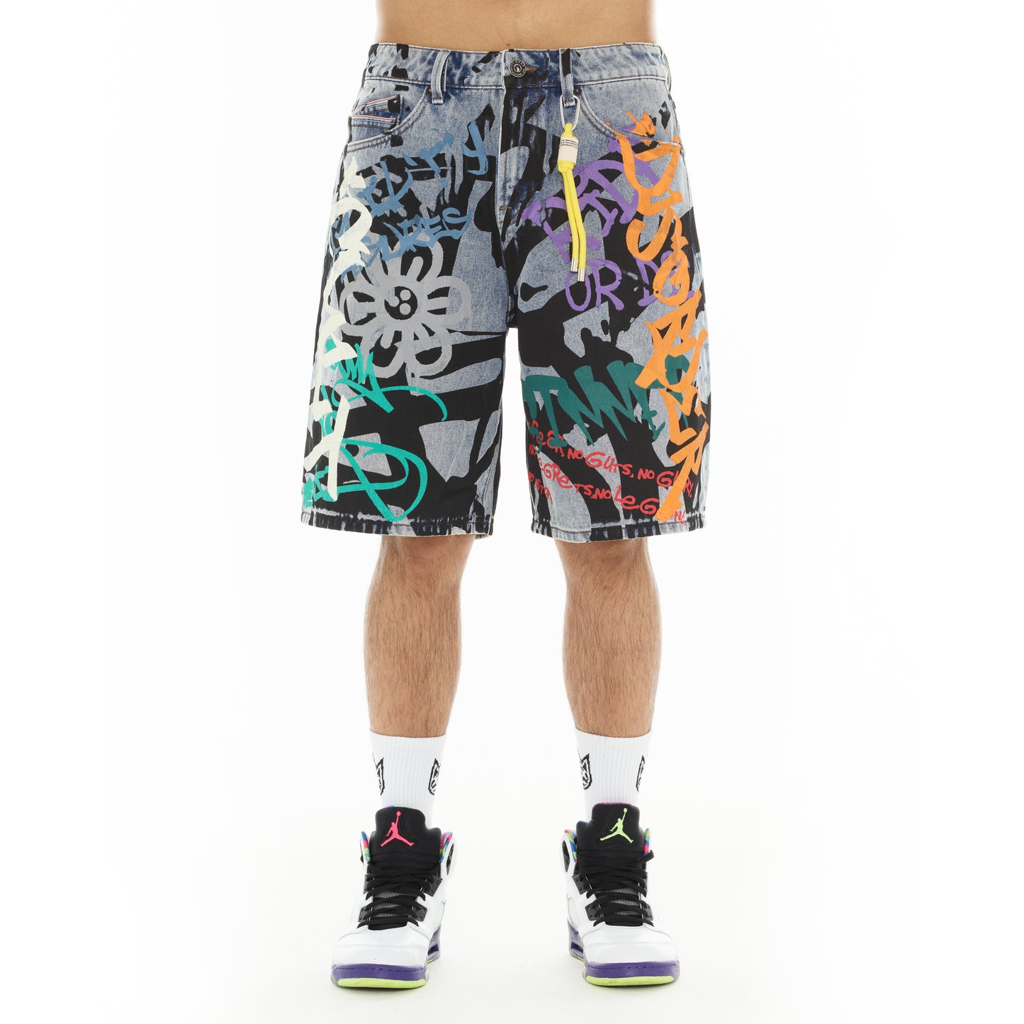 Cult's Grunge Shorts in Graffiti