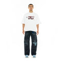 Cult's Oversized Short Sleeve Crew Neck Tee "Blood Logo" in White