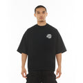 Cult's Oversized Short Sleeve Crew Neck Tee "Splatter Logo" in Black