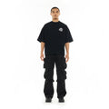 Cult's Oversized Short Sleeve Crew Neck Tee "Splatter Logo" in Black