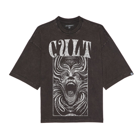 Cult's Oversized Short Sleeve Crew Neck Tee "Lose Your Mind" in Vintage Charcoal