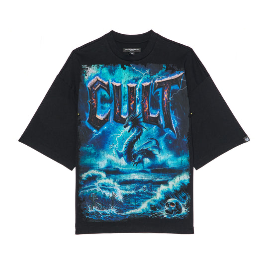 Cult's Oversized Short Sleeve Crew Neck Tee "Sea Of Sorrow" in Black