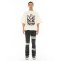 Cult's Oversized Short Sleeve Crew Neck Tee "Scribble Logo" in Winter White