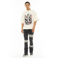 Cult's Oversized Short Sleeve Crew Neck Tee "Scribble Logo" in Winter White