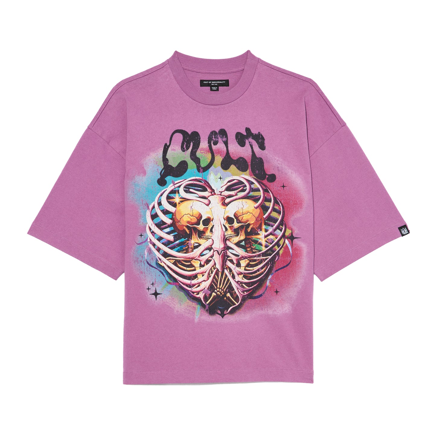 Cult's Oversized Short Sleeve Crew Neck Tee "Til Death Do We Part" in Dusty Lavender