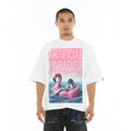 Cult's Oversized Short Sleeve Crew Neck Tee "Artificial Paradise" in White