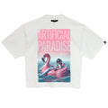 Cult's Oversized Short Sleeve Crew Neck Tee "Artificial Paradise" in White