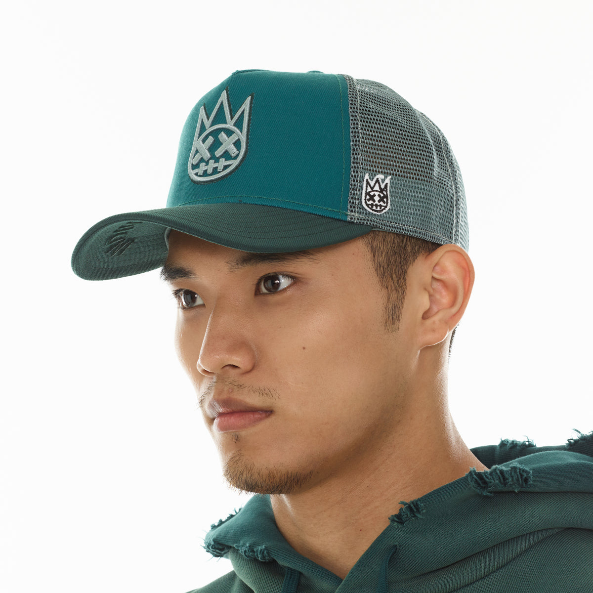 Cult's Logo Mesh Back Trucker Hat In Bayberry