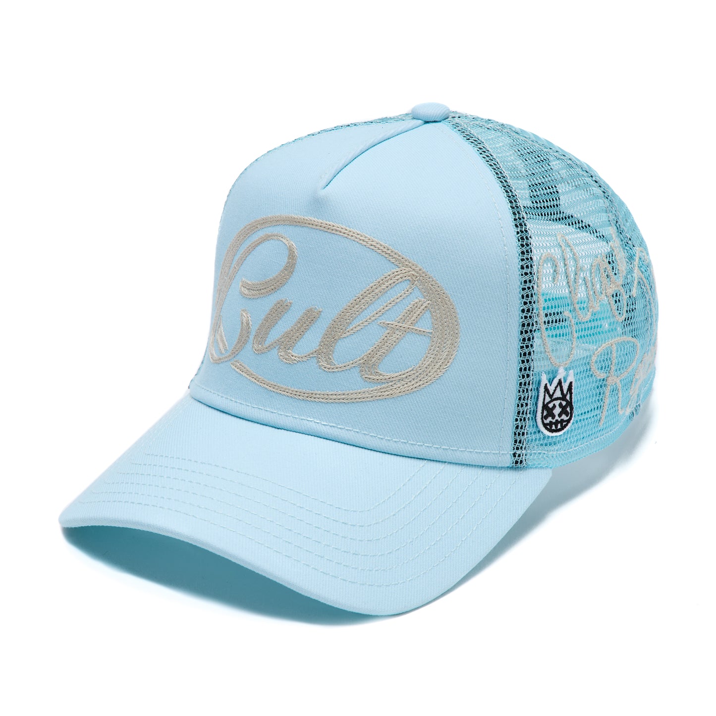 Cult's Mesh Back Trucker Hat "Community" In Blue Glow