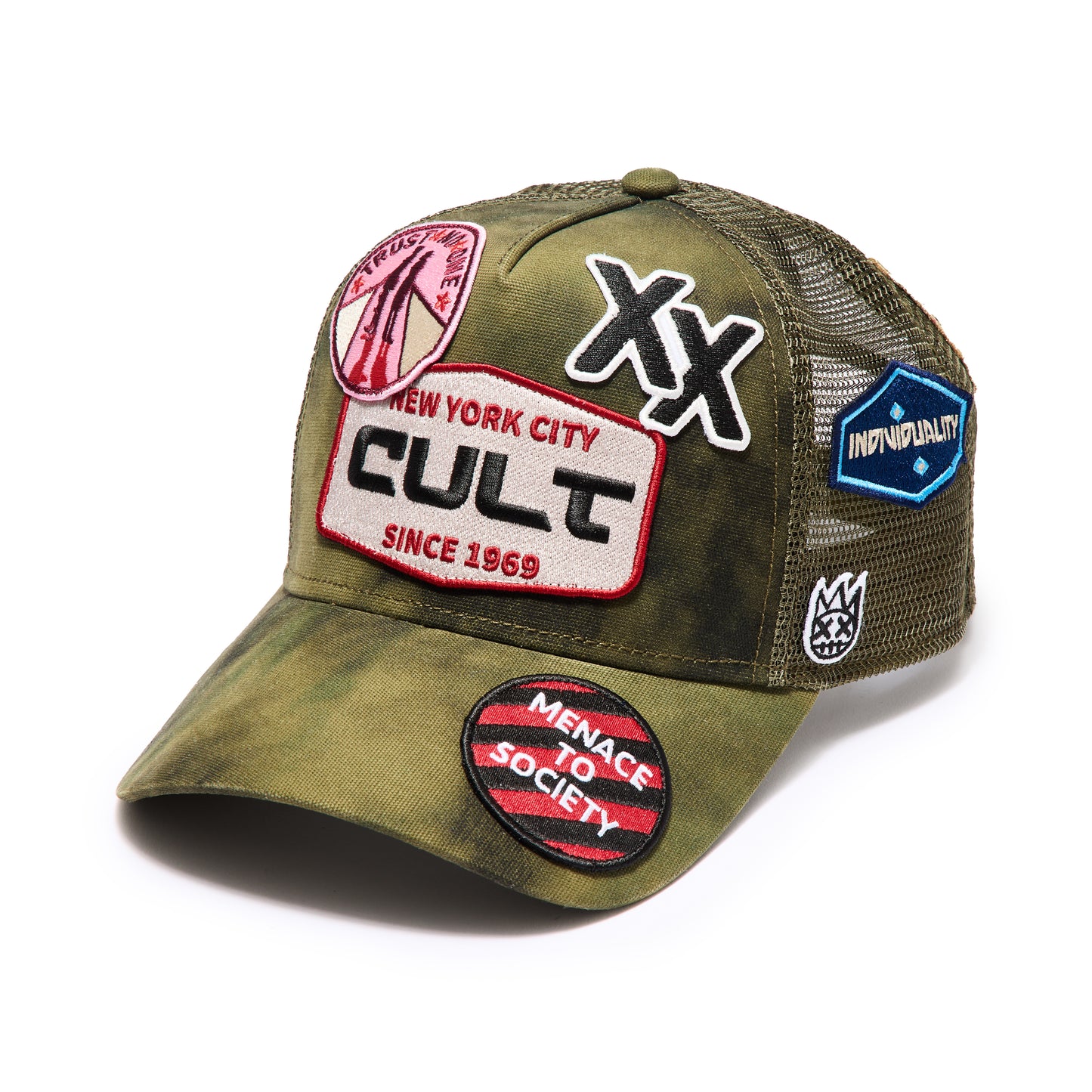 Cult's Mesh Back Trucker Hat "Camo Patch" In Camo