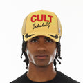Cult's Mesh Back Trucker Hat "Racing" In Yellow Gold