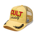 Cult's Mesh Back Trucker Hat "Racing" In Yellow Gold
