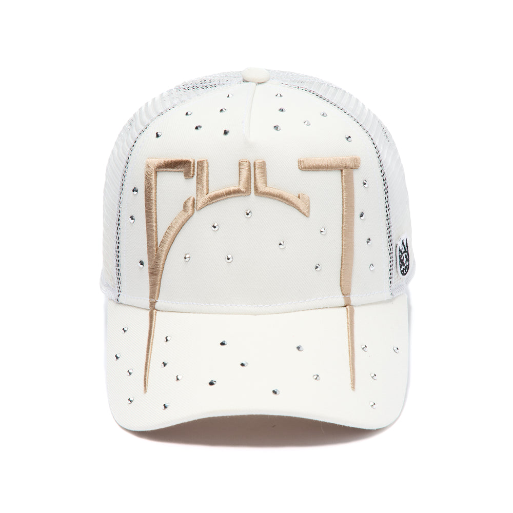 Cult's Mesh Back Trucker Hat "Cult Arch Logo" In Winter White
