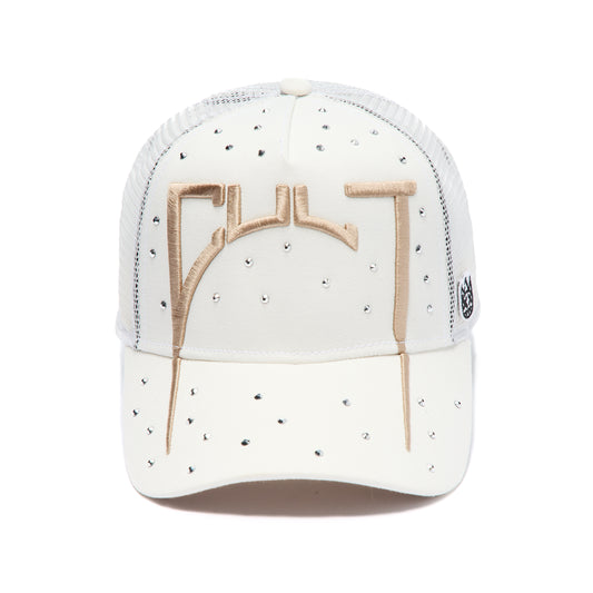 Cult's Mesh Back Trucker Hat "Cult Arch Logo" In Winter White