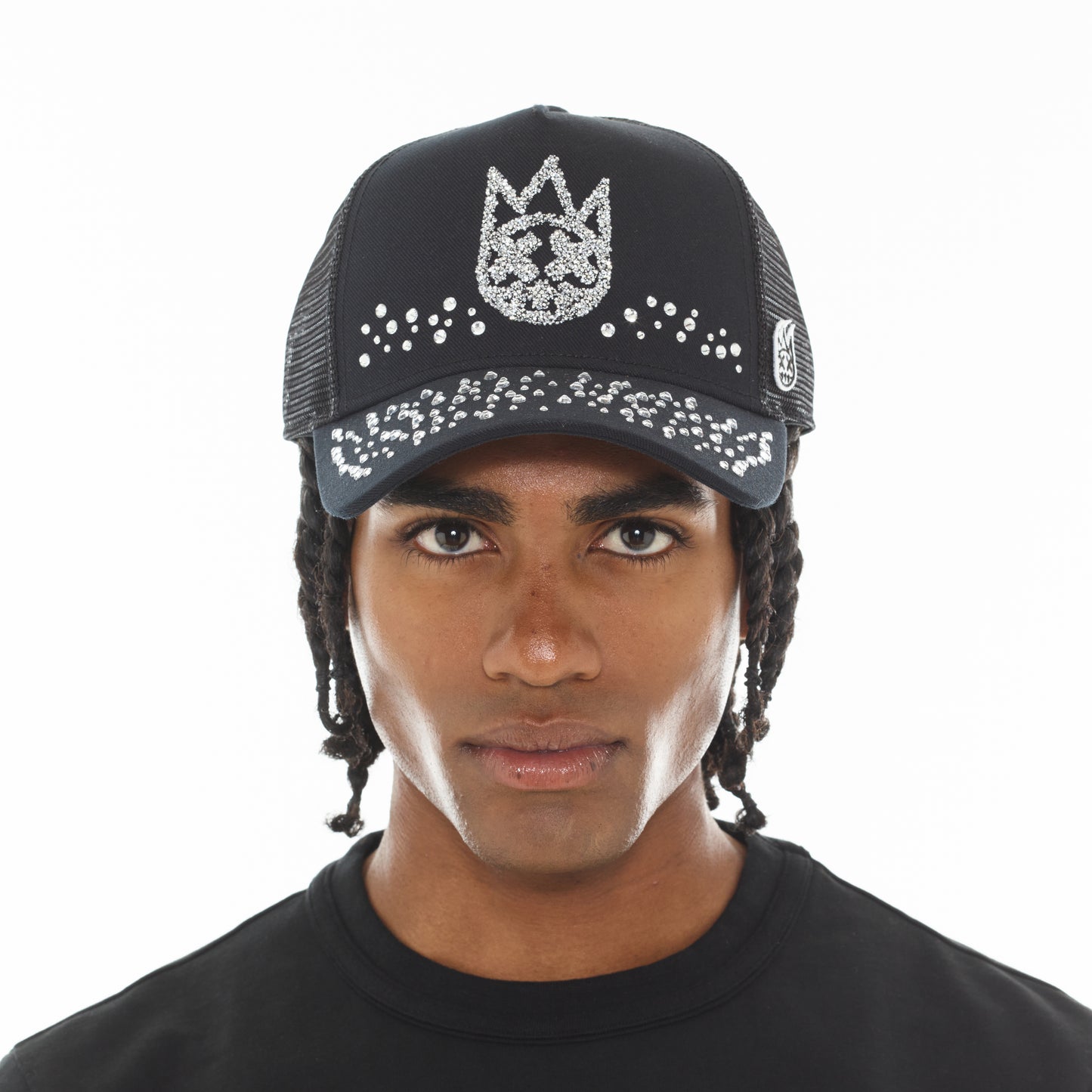 Cult's Mesh Back Trucker Hat "Crystals" In Black