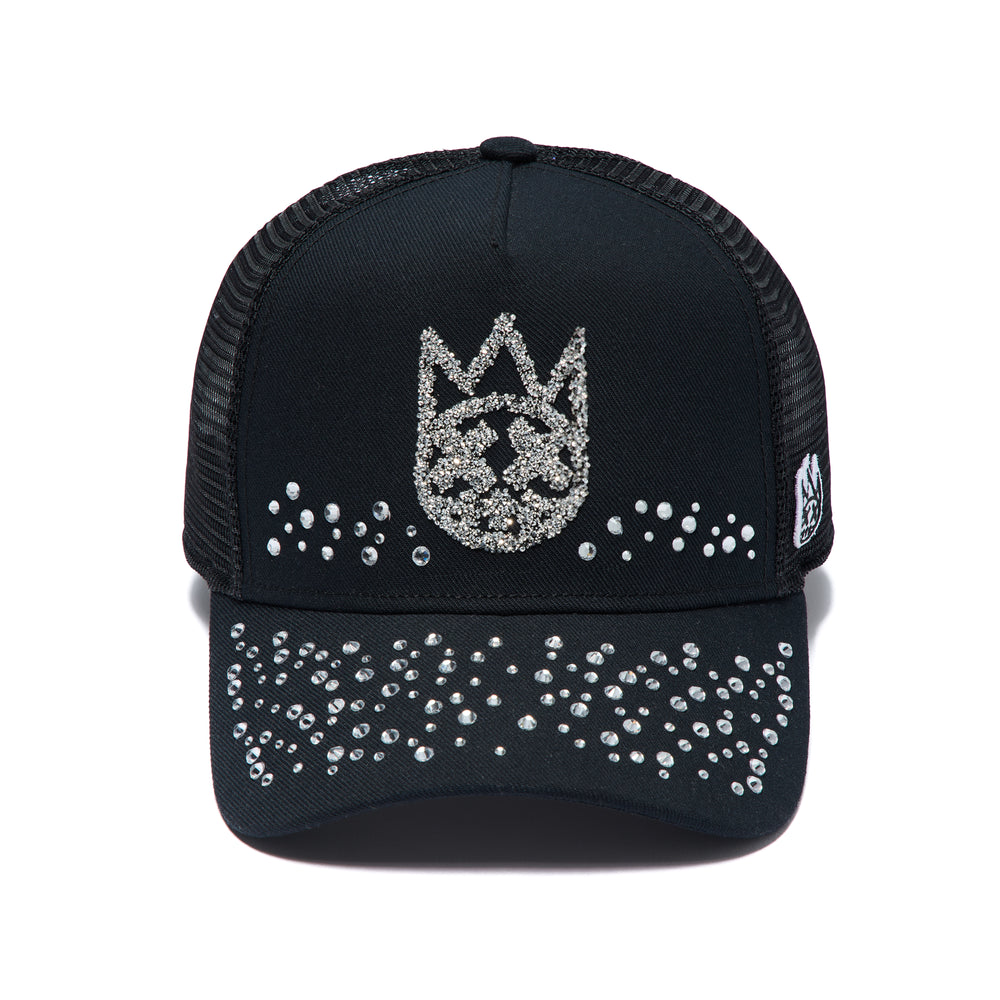 Cult's Mesh Back Trucker Hat "Crystals" In Black
