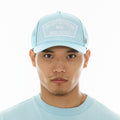 Cult's Mesh Trucker Hat With Satin "Epic Shit" In Blue Glow