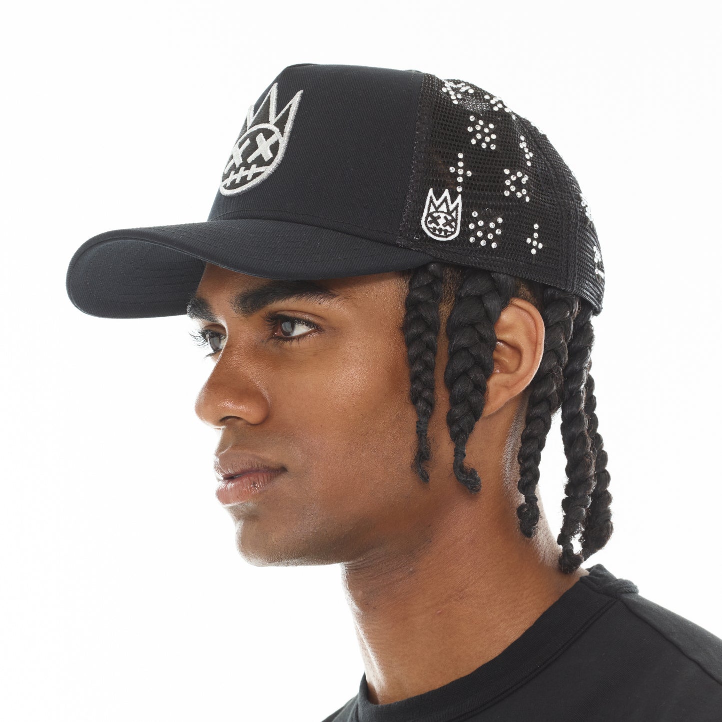 Cult's Repeat Pattern With Crystals Hat In Black