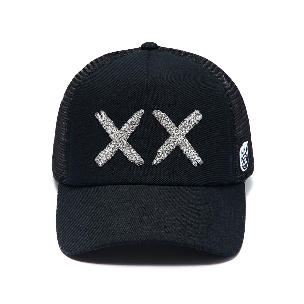 Cult's White Crystals Mesh Trucker Hat "XX" Logo In Black/White