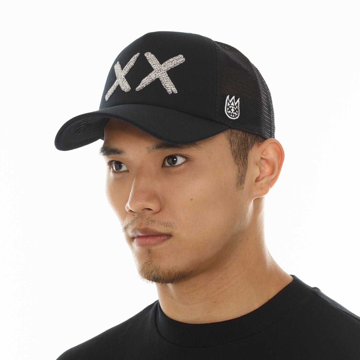Cult's White Crystals Mesh Trucker Hat "XX" Logo In Black/White