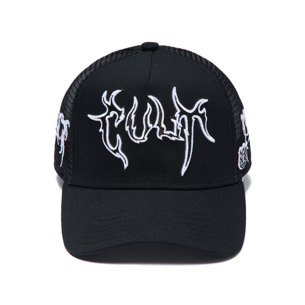 Cult's Mesh Back Trucker Hat "Raven" In Black