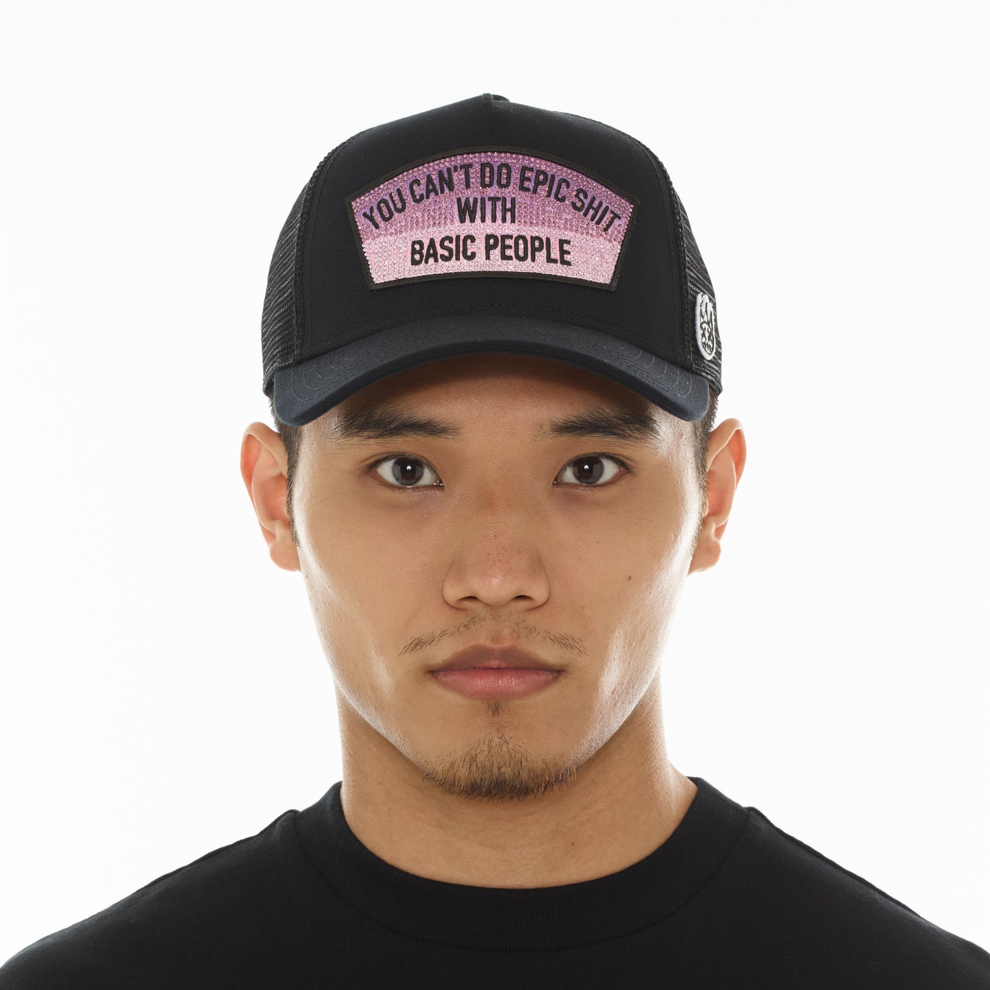 Cult's Mesh Trucker Hat "Epic Shit" Crystals In Black