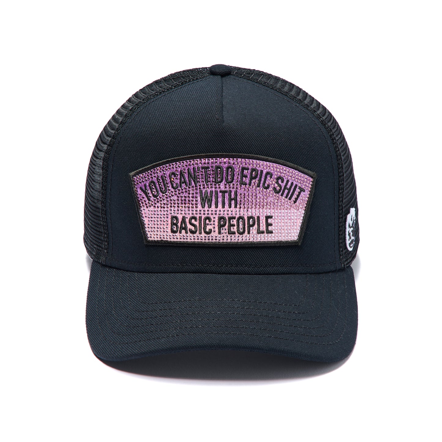 Cult's Mesh Trucker Hat "Epic Shit" Crystals In Black