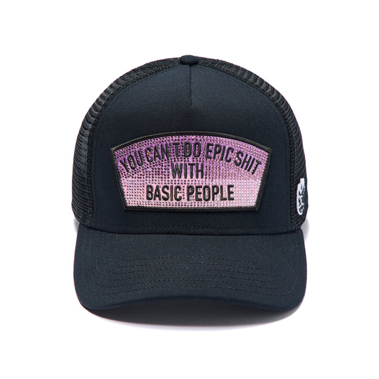 Cult's Mesh Trucker Hat "Epic Shit" Crystals In Black