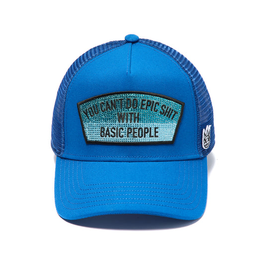 Cult's Mesh Trucker Hat "Epic Shit" Crystals In Turkish Blue