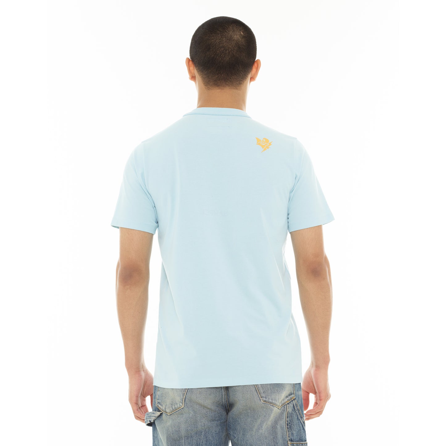 Cult's Lucky Bastard Short Sleeve Crew Neck Tee "Hollywood Beach" in Blue Glow