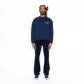 Cult's French Terry Fleece Crew Sweatshirt "Mountains" 620 Grams In Navy