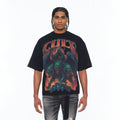 Cult's Oversized Short Sleeve Crew Neck Tee "Cerberus" 260 Grams In Black