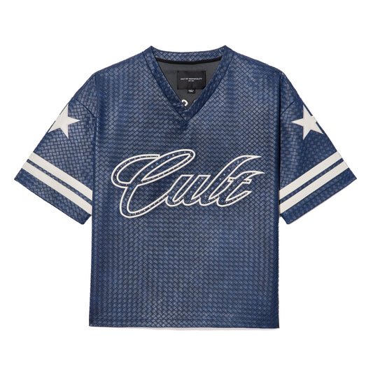 Cult's Leather Oversized Football Jersey In Navy