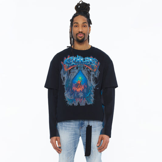 Cult's Long Sleeve Layered Tee "Gradient" In Black