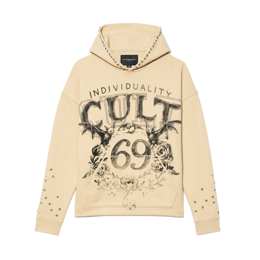 Cult's French Terry Pullover Hoody "Bats" 620 Grams In Winter White