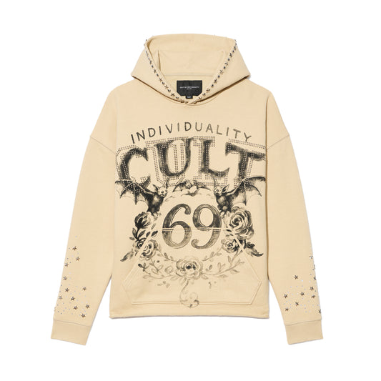 Cult's French Terry Pullover Hoody "Bats" 620 Grams In Winter White