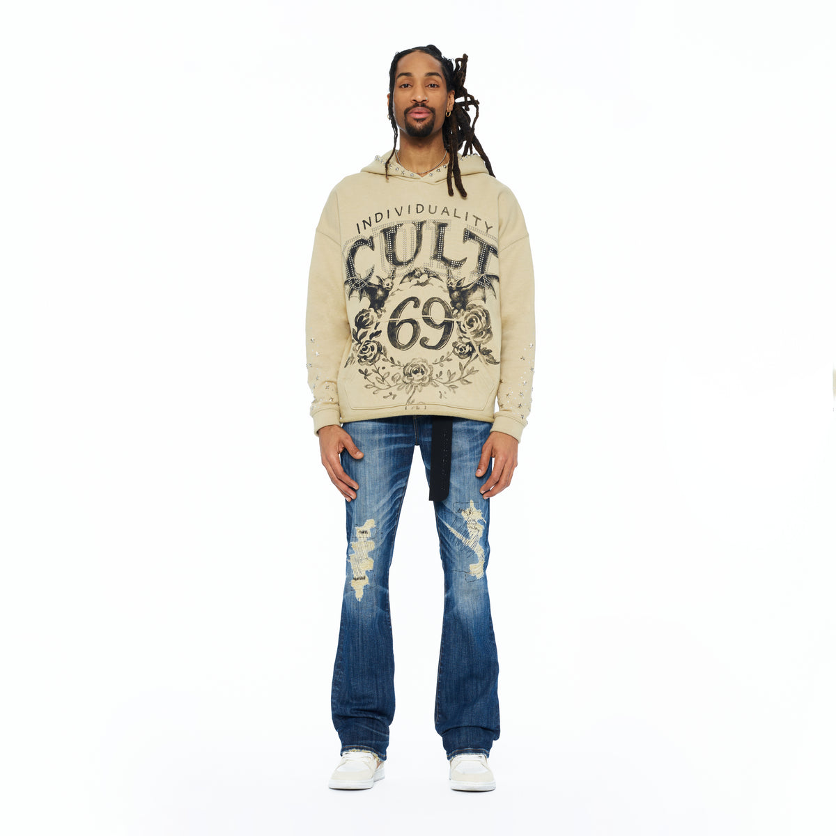 Cult's French Terry Pullover Hoody "Bats" 620 Grams In Winter White