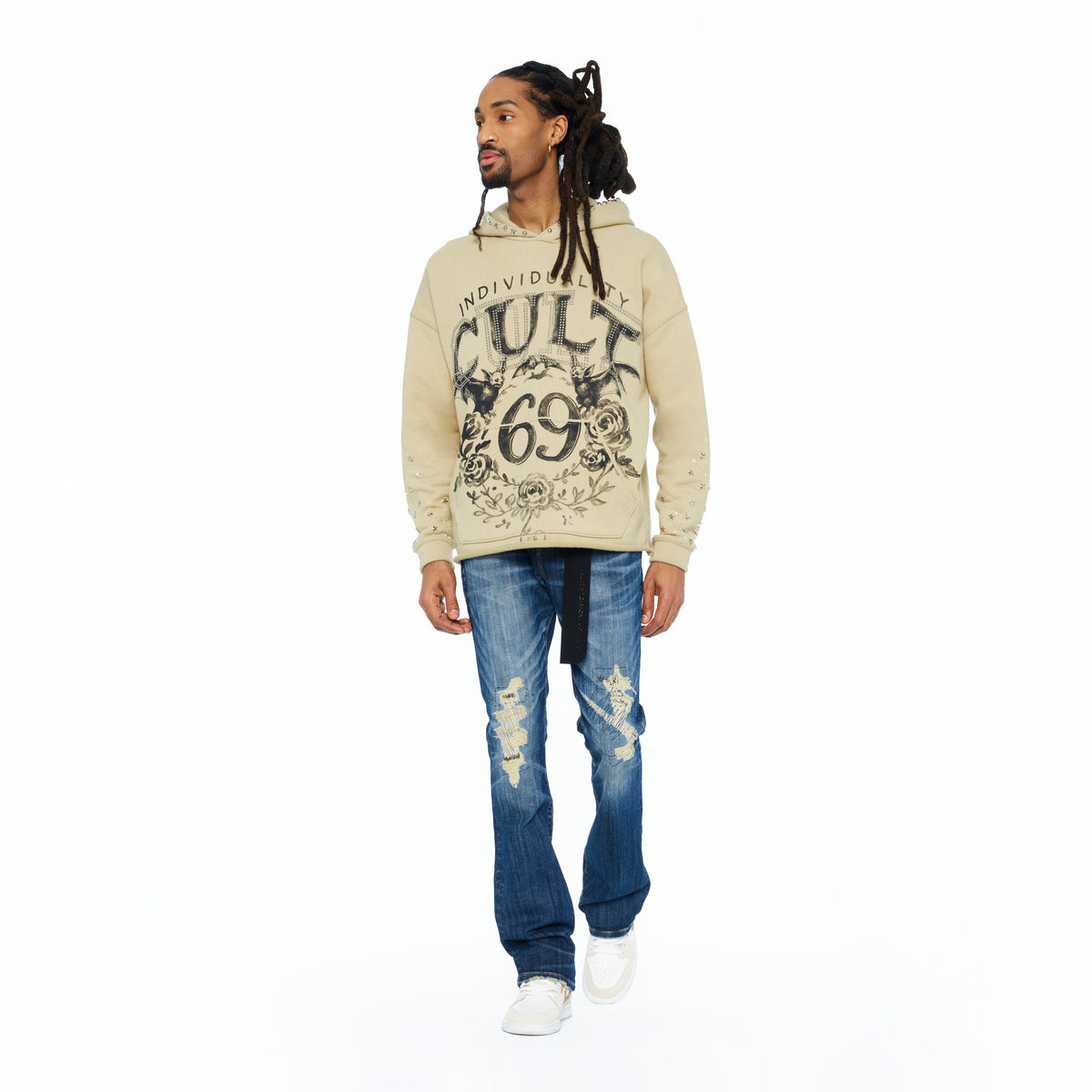 Cult's French Terry Pullover Hoody "Bats" 620 Grams In Winter White