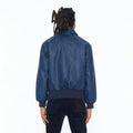 Cult's Woven Leather Varsity Jacket In Navy