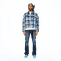 Cult's L/S Embellished Plaid Woven Shirt In Blue Steel Plaid