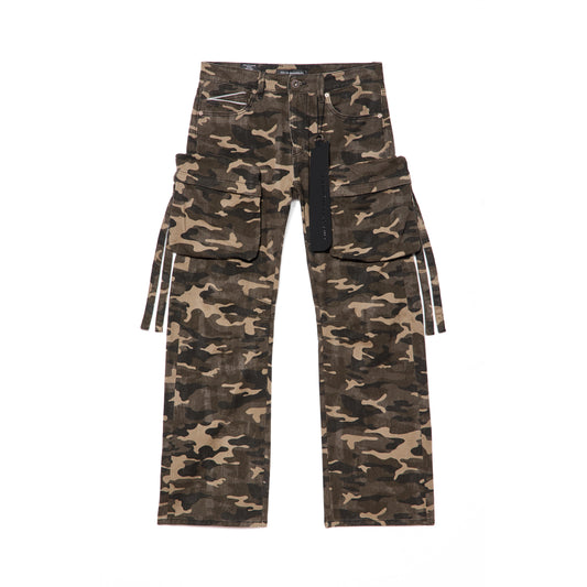 Cult's Grunge Baggy Cargo 610 Jeans In Java Camo