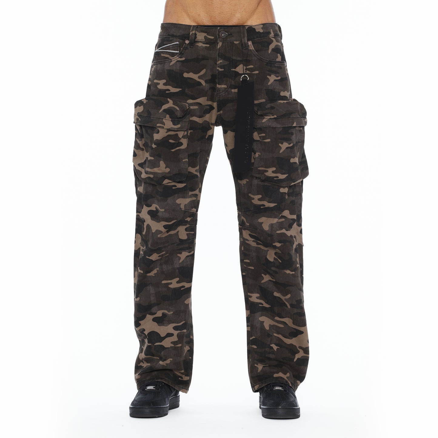 Cult's Grunge Baggy Cargo 610 Jeans In Java Camo