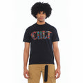 Cult's Short Sleeve Crew Neck Tee "Stained Glass" 260 Grams In Black